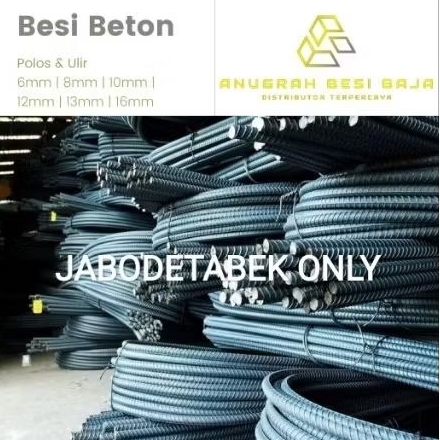Besi Beton Ulir/Polos 6mm/8mm/10mm/12mm/13mm/16mm