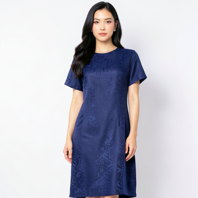Eprise Dress Lengan Pendek - SS946B Navy | Dress Terusan Wanita Casual