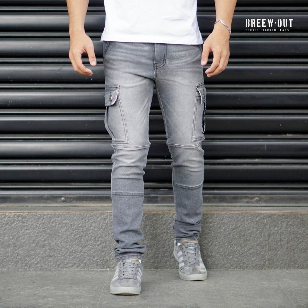 CELANA JEANS CARGO PANJANG PRIA SLIM FIT/CARGO PANJANG JEANS DENIM/CARGO PANJANG PRIA