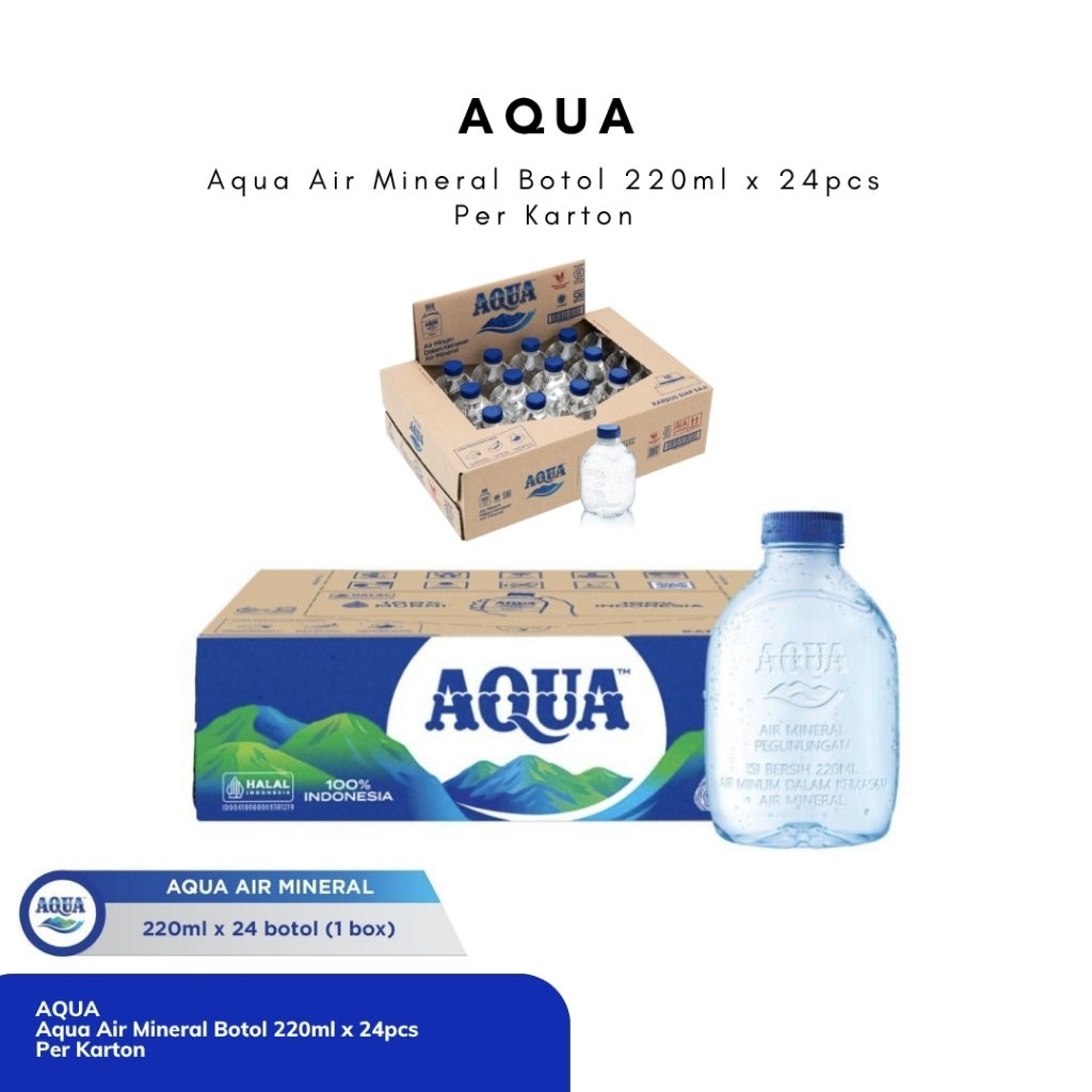 Aqua Air Mineral Botol 220ml Cube (Isi 24 Botol)