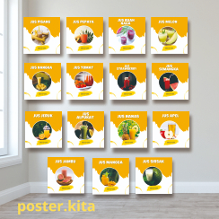 Poster menu jus buah 20x20 cm hiasan dinding jus buah hiasan poster warung jus buah