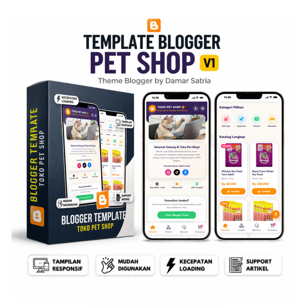 Template Blogger Pet Shop V1 | Mudah Digunakan Lengkap Dengan Panduan & Update