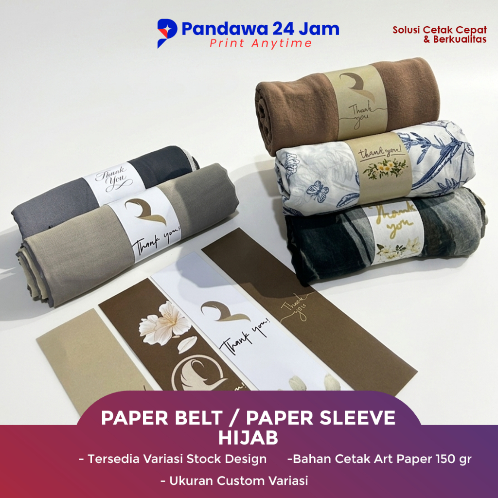 Paper Sleeve Roll Hijab / Paper Belt Hijab Cetak Custom Free Template Design Aesthetic - Hijab Packa
