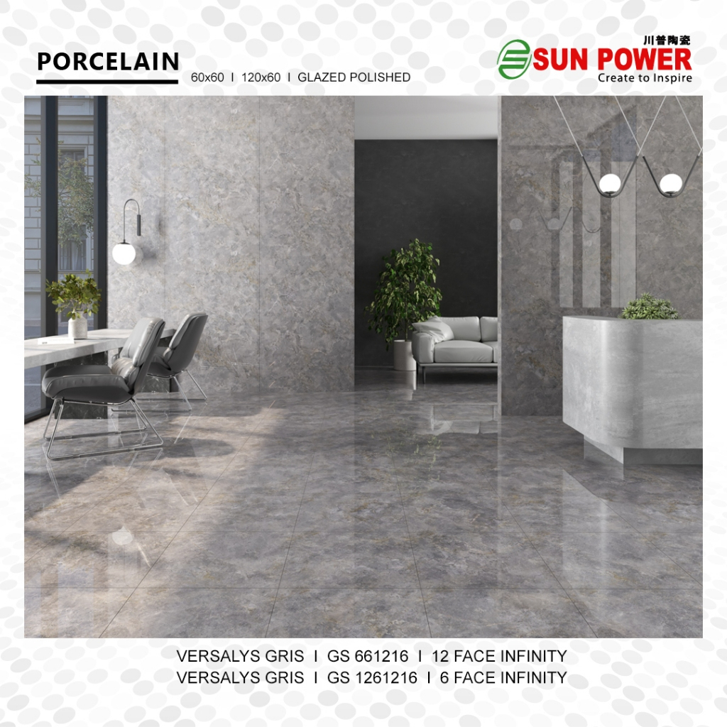 SUN POWER Versalys Gris 60x60 | 120x60 Glazed Polished - Granit Tiles Lantai & Dinding Sun Power Cer