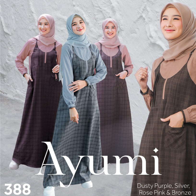 AYUMI 388 BRONZE, GAMIS MOTIF KOTAK-KOTAK [ETHICA RUMAH FAIQA]