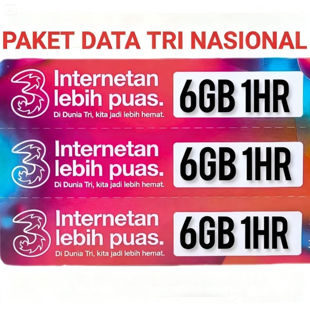 PAKET DATA TRI 6GB NASIONAL 1HARI