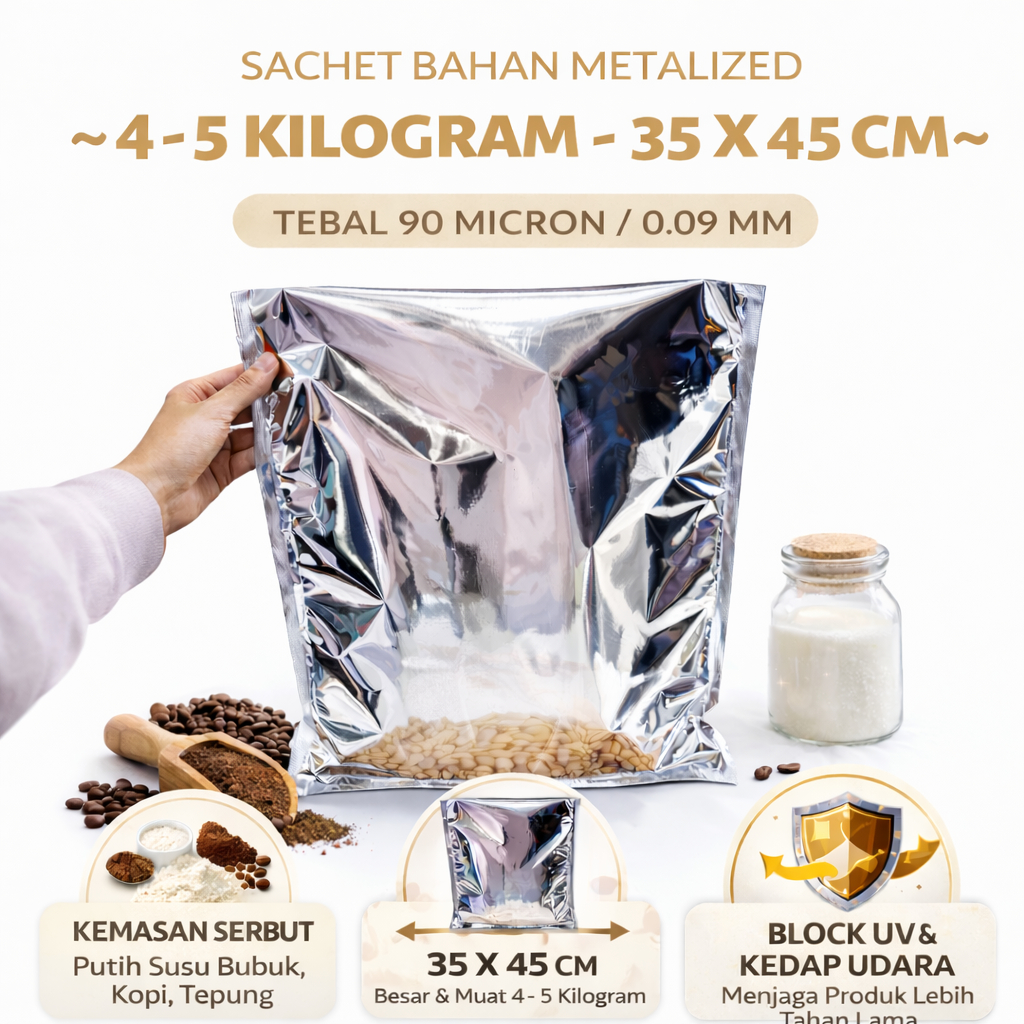 KEMASAN METALIZE FOIL / BELI PLASTIK ALUMINIUM FOIL / HARGA PLASTIK KEMASAN KERIPIK MURAH