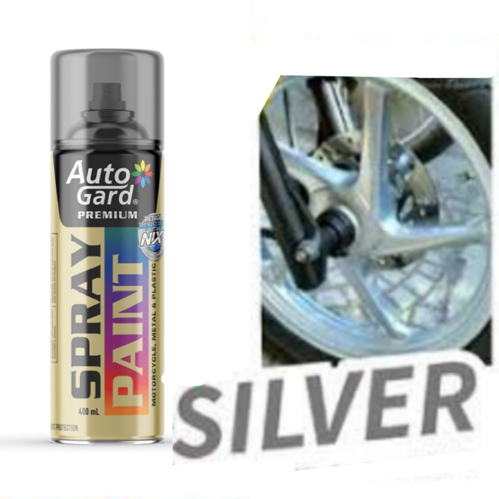 Pilok Cat Silver Kilap Autogard Premium Anti Bensin Anti Karat Cepat Kering Cat Semprot Duco Velg Mo