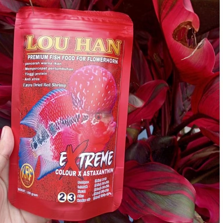 PELET IKAN HIAS LOUHAN PREMIUM EXTRACT UDANG MENAIKAN JENONG DAN WARNA IKAN LOUHAN