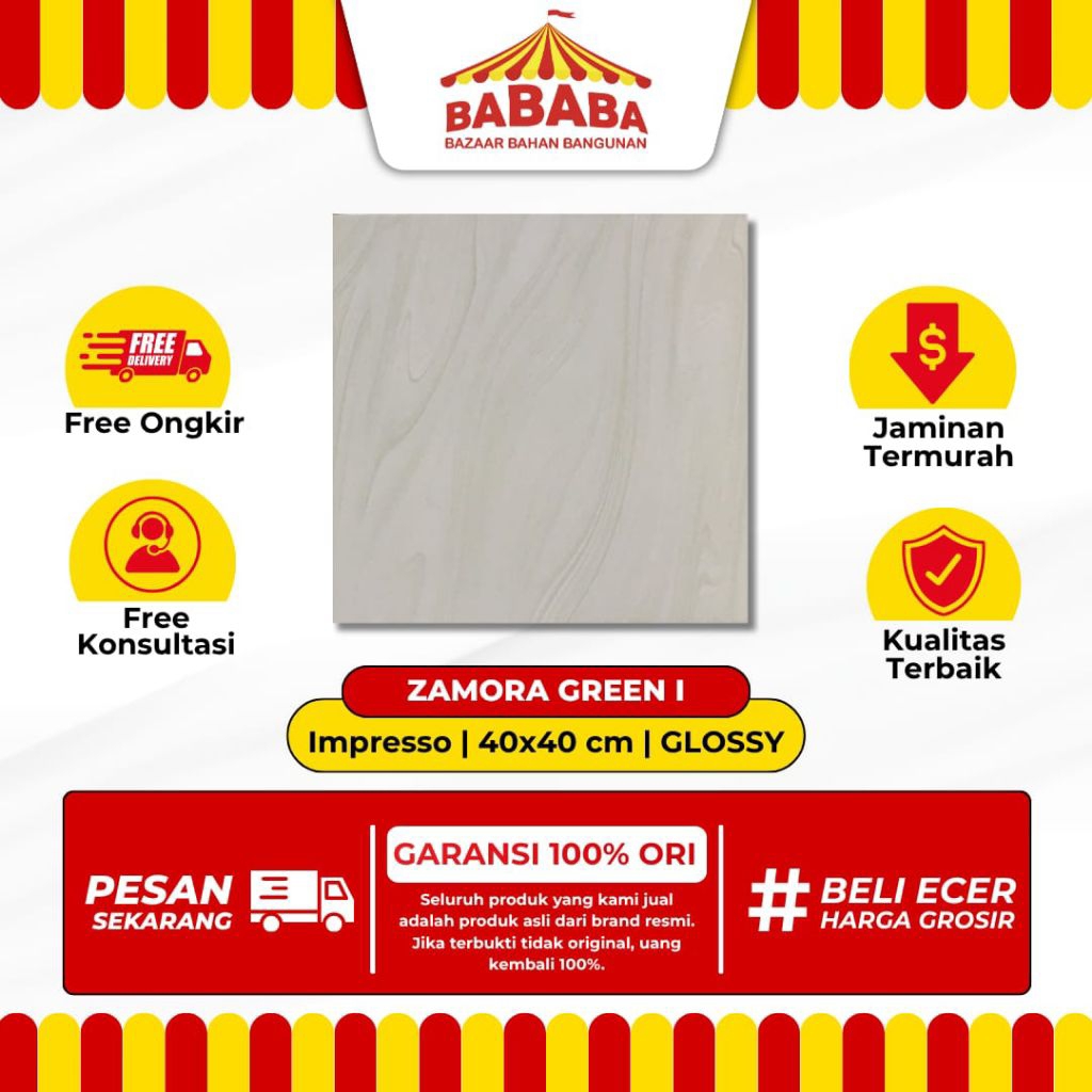Keramik Lantai Ukuran 40x40 Impresso Zamora Green Glossy Motif Marble Keramik Lantai Rumah