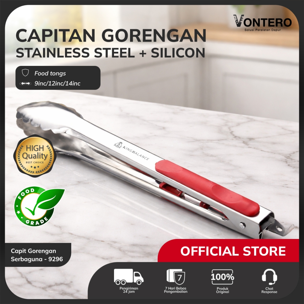 Vontero Capitan Gorengan Tahan Panas Penjepit Makanan Stainless Kuat Awet Praktis Dapur 9296