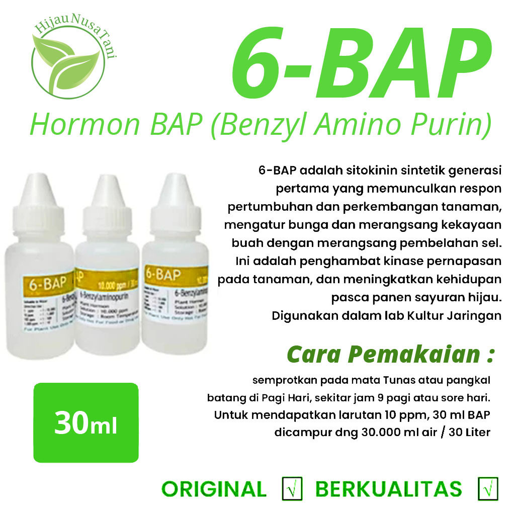 HORMON 6-BAP 30ml / BAP / 6 BAP / Benzyl Amino Purin - penumbuh tunas keiki bunga anggrek anakan tan