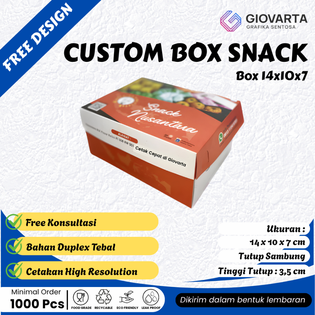 BOX SNACK 14x10x7cm /BOX KUE/DUS SNACK TEBAL
