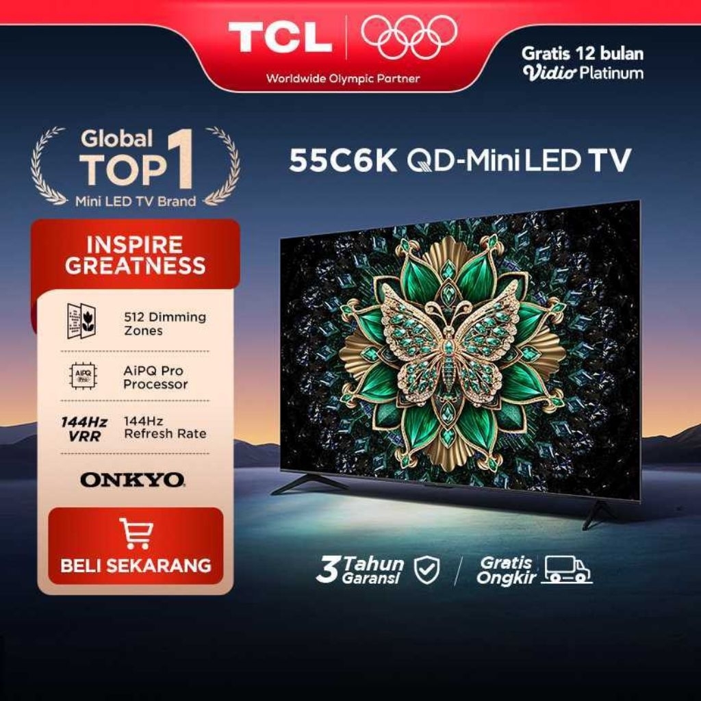 TCL 55 Inch C6K QD-Mini 4K UHD QLED Google TV