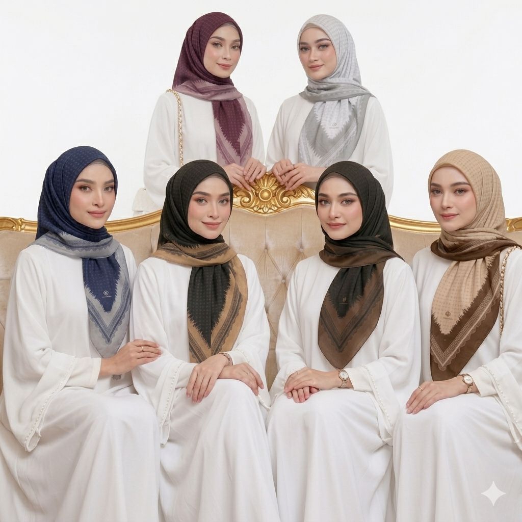 AGNIA Hijab SegiEmpat Motif Leana Series New Kekinian