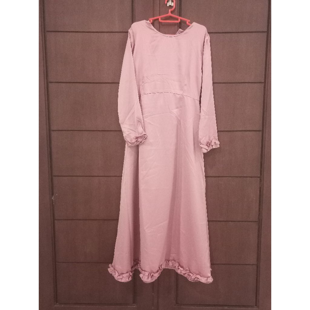 gamis satin pink