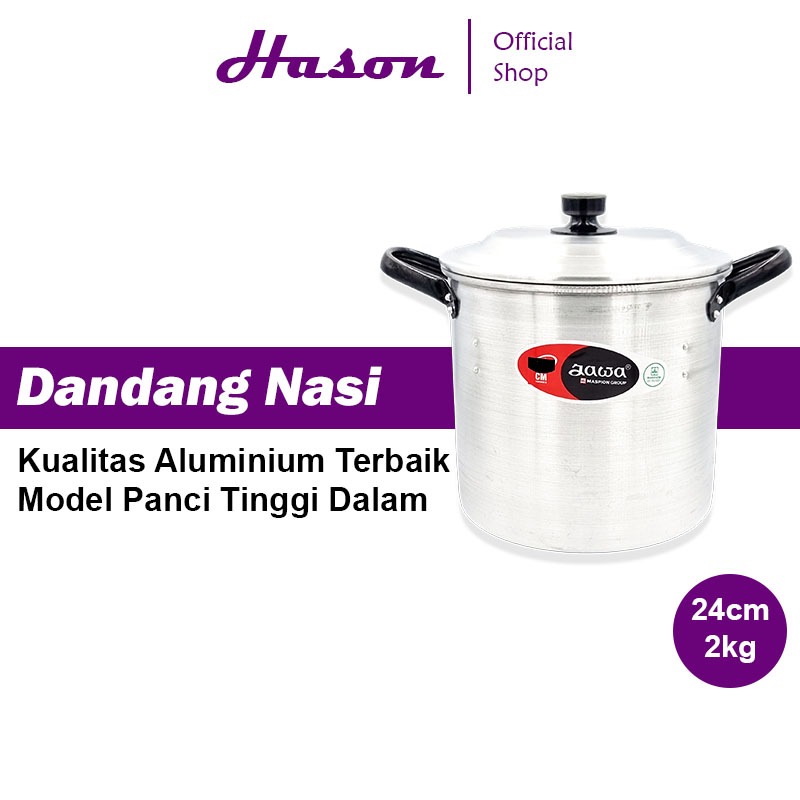 Maspion Panci Dandang Nasi Tinggi 24cm 2kg  + Tutup Aluminium | Steamer Kukus Besar Jumbo | Kukusan 