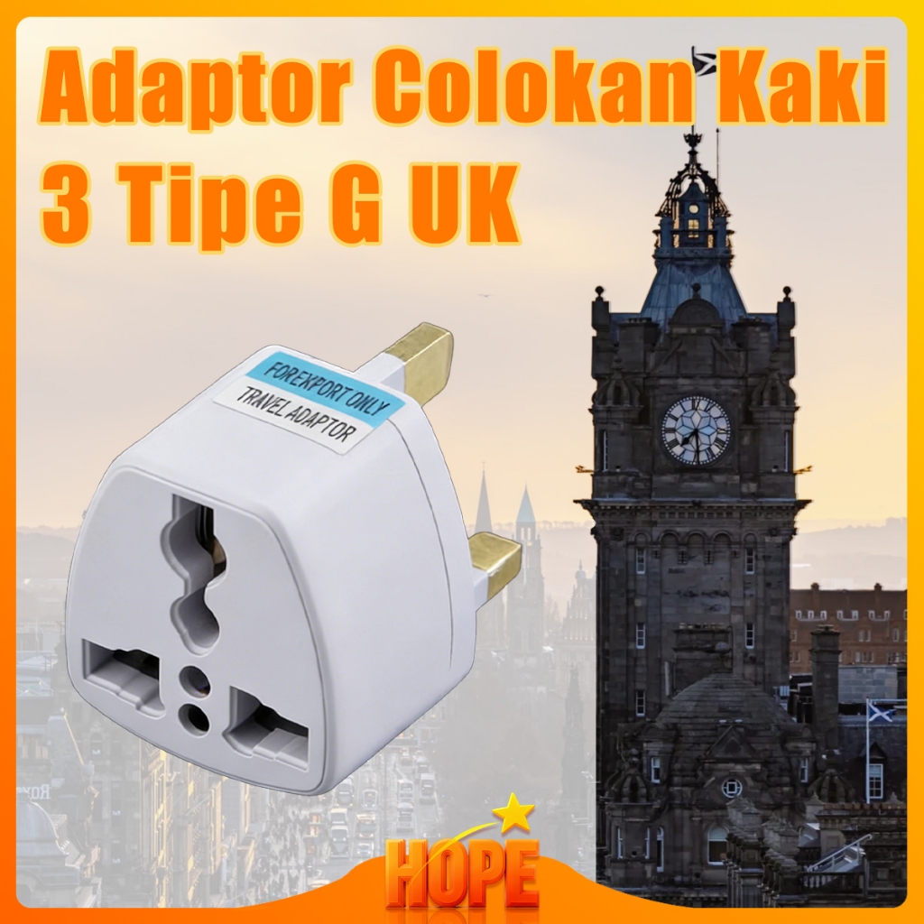 Adaptor Colokan Kaki 3 Tipe G UK Travel Converter Steker Power Plug Universal untuk Malaysia Singapu