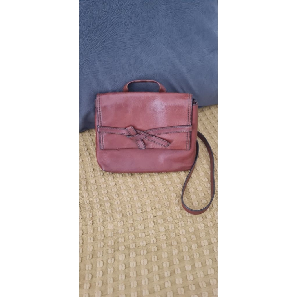 TAS FOSSILL Preloved coklat kulit asli
