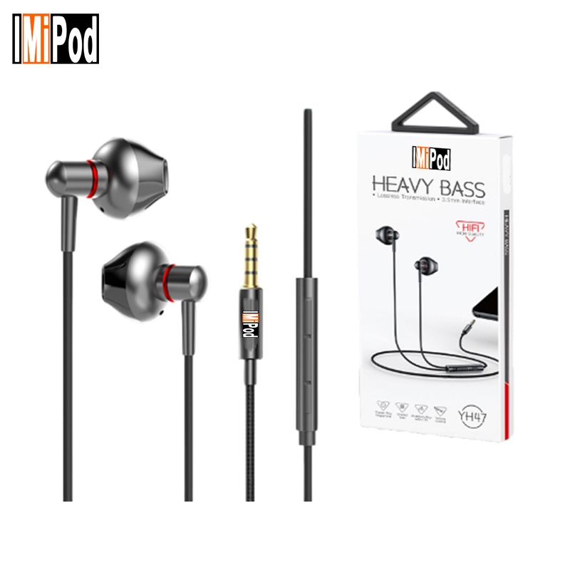 lMiPod YH47 Headset Handsfree Kabel Jack 3.5mm Wired Headset Kabel Anti Delay Earphone HD Call