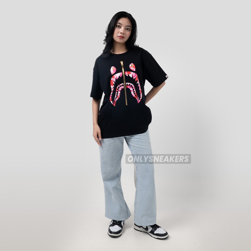 BAPE ABC PINK CAMO SHARK BLACK TEE