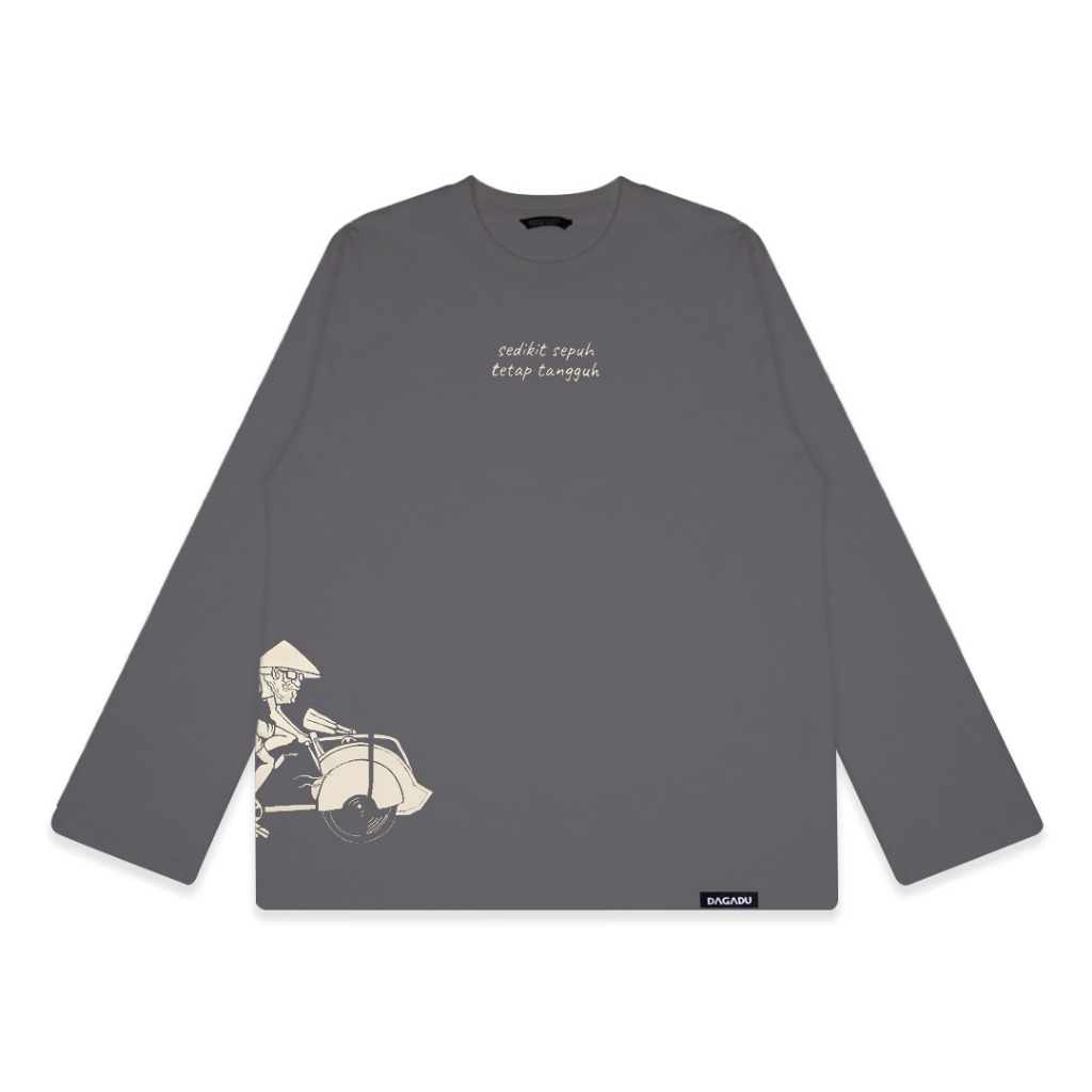 Dagadu T-Shirt Long Sleeve Becak Sepuh | Kaos Lengan Panjang Pria Wanita | Cotton Combed