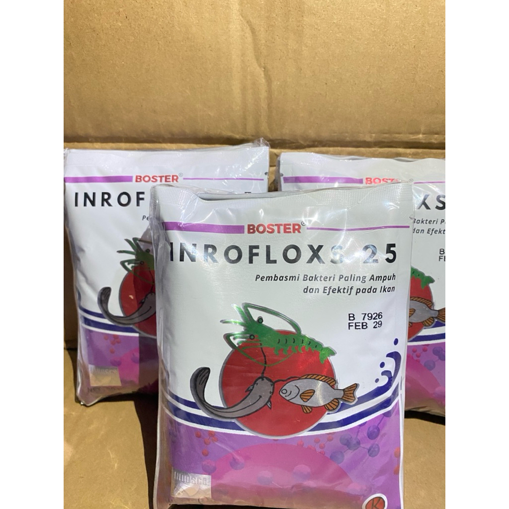 Boster inrofloxs 25 serbuk 100gr pembasmi bakteri dan antibiotik paling efektif untuk ikan dan udang