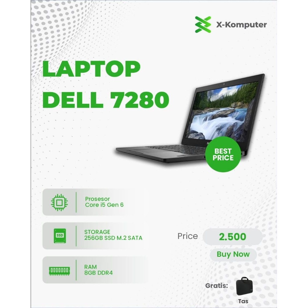 Laptop Murah Dell 7280 Core i5 Ram 8/256GB