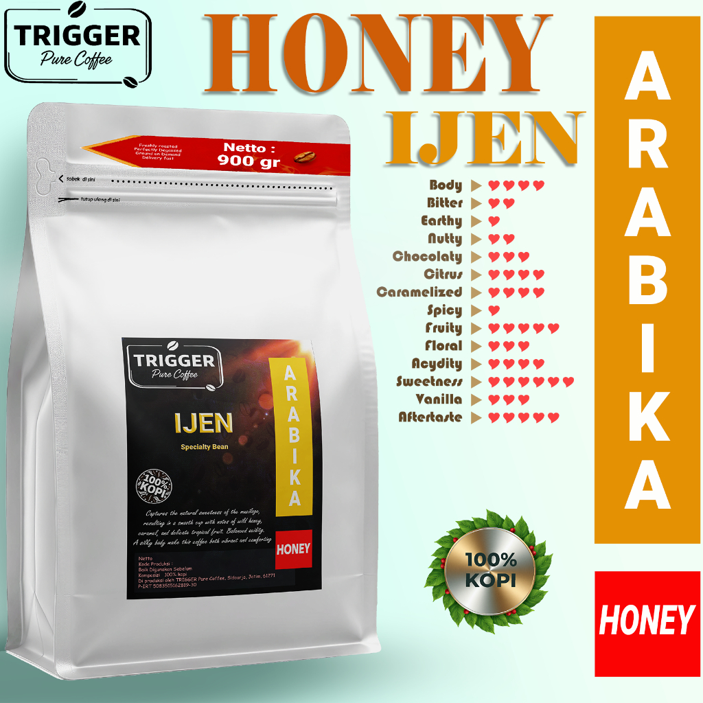 TRIGGER PURE COFFEE HONEY ARABIKA Process IJEN Specialty Kopi Fine Biji Sortir Petik Merah