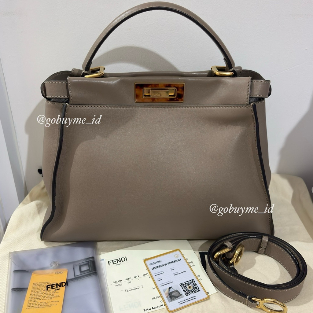 Preloved with Entrupy - Fendi Peekaboo Reguler Grey/Taupe Tortoiseshell