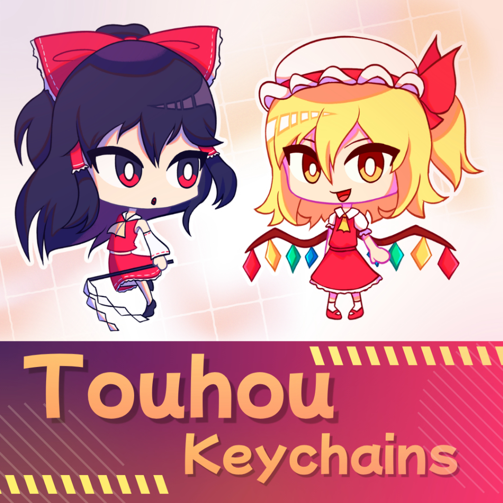 Fanmerch acrylic keychain touhou (reimu hakurei flandre scarlet)