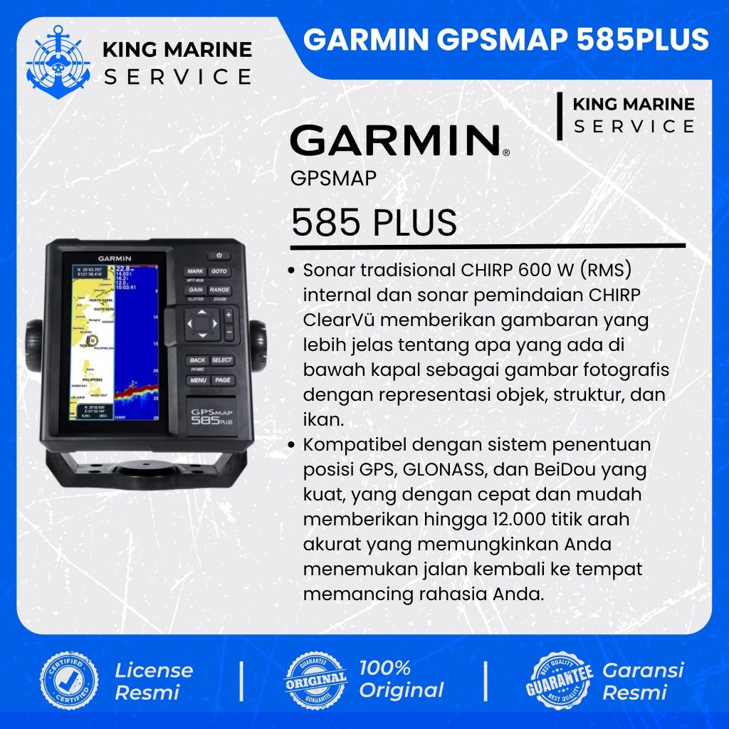 Garmin GPSMAP 585 Plus APAC Fishfinder Chartplotter 5 Inch Sonar GPS Kapal Nelayan Original