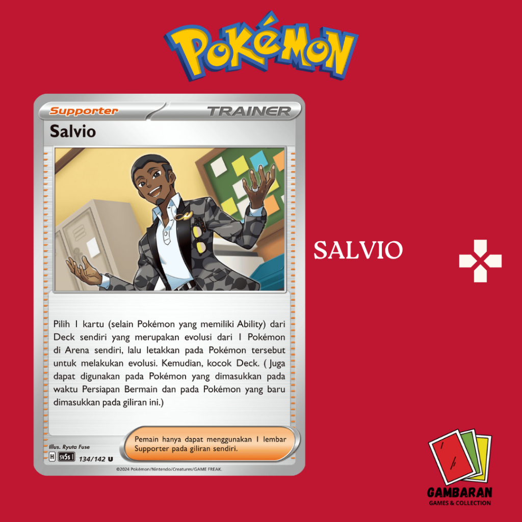 Salvio Supporter Trainer U 134/142 SV5s Kartu Pokemon Indonesia TCG