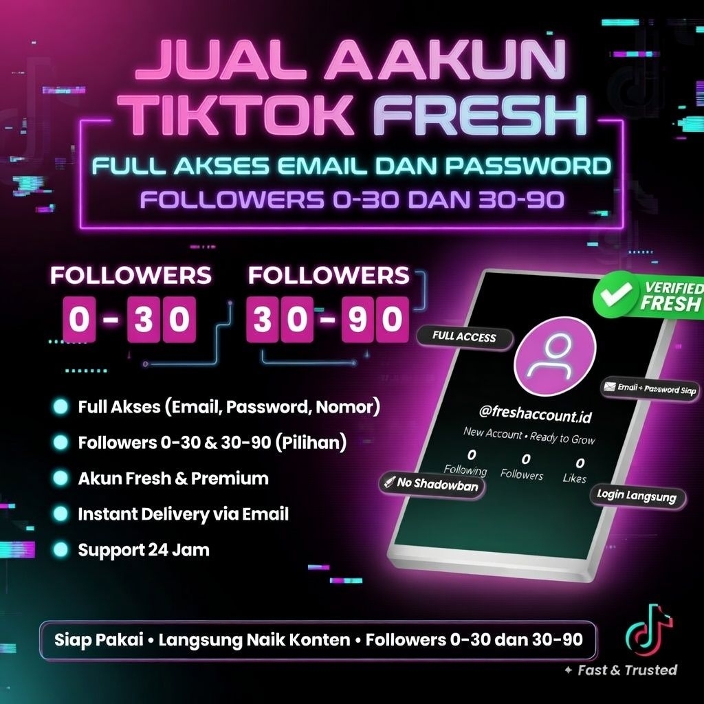 akun tiktok fresh indo berkualitas (email aktif)