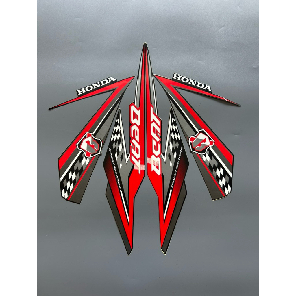 STRIPING STIKER BEAT FI ESP 2018 HITAM LIS MERAH GRADE ORI