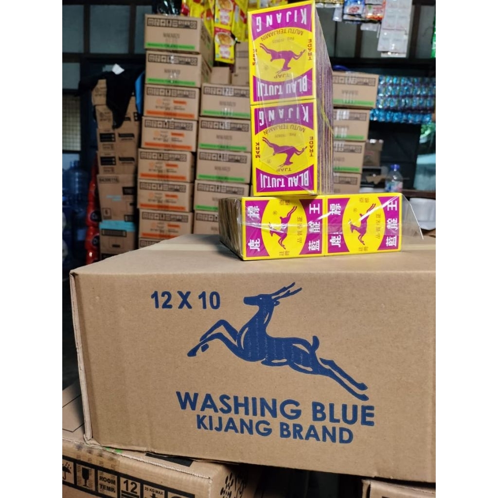 Blau Kijang Cap Kijang asli/1pak isi 12 Kotak .Blau Pembersih Baju.