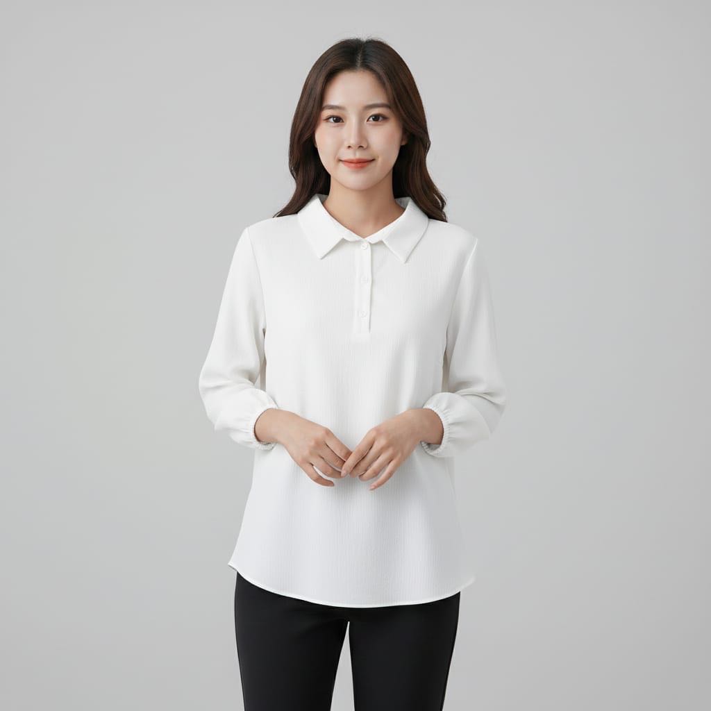 Kemeja Wanita Blouse  Atasan Wanita Kekinian Kemeja Polos Wanita Kancing Tiga