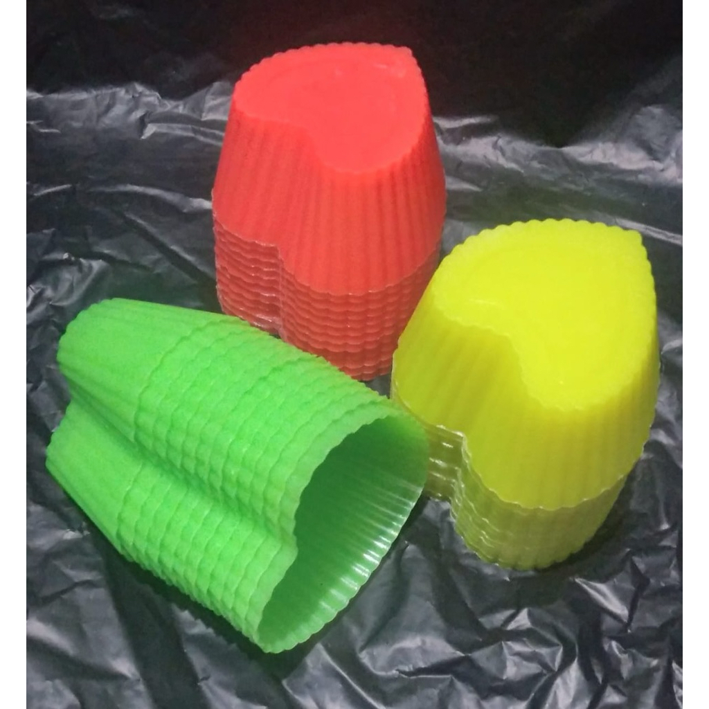 3 Lusin Cetakan Kue Bolu Kukus Putu Ayu Puding Agar Jelly Bentuk Love Diameter 6 Cm Tinggi 3 Cm Baha