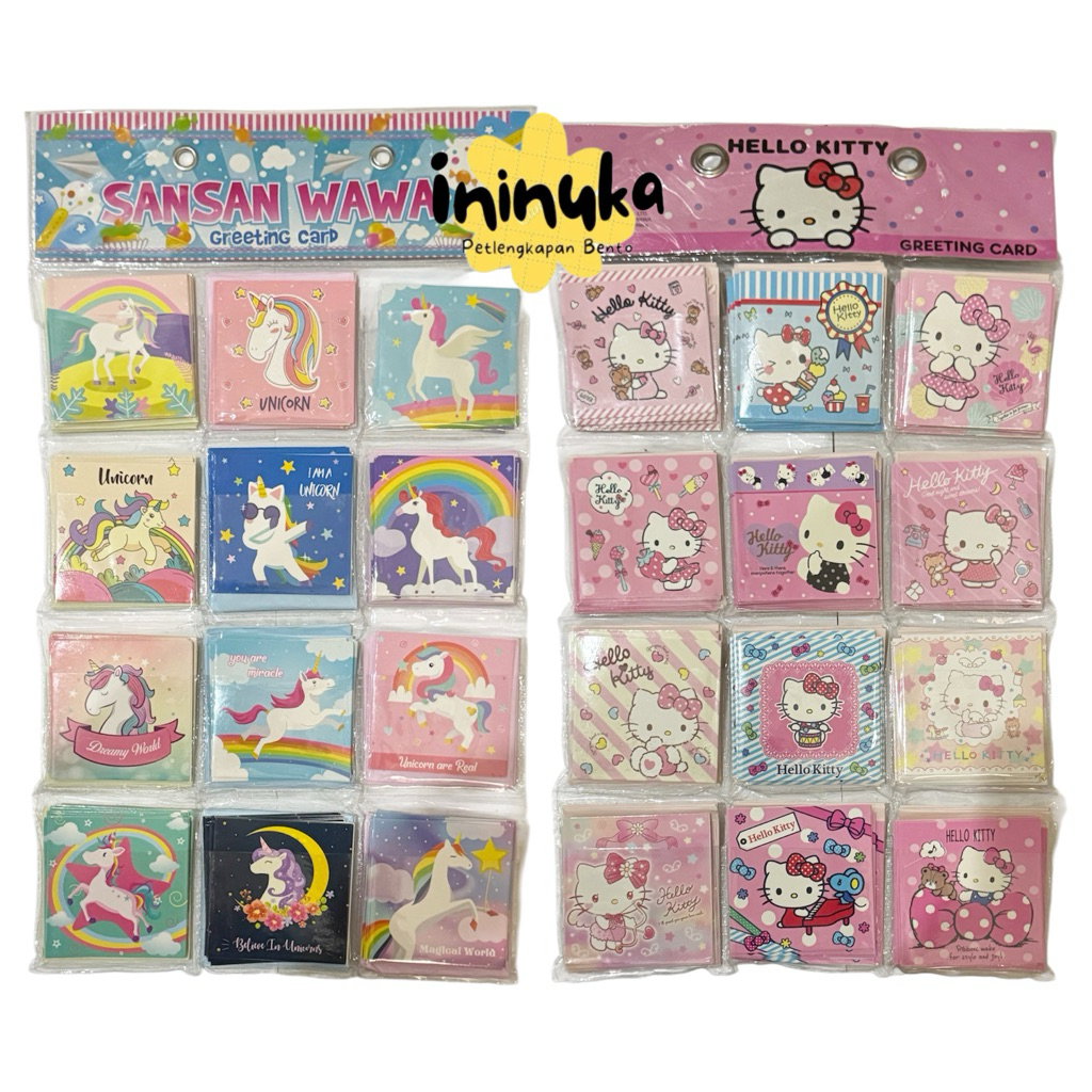 Sansan Wawa - Greeting Card Unicorn Hello Kitty Kartu Ucapan Ulang Tahun
