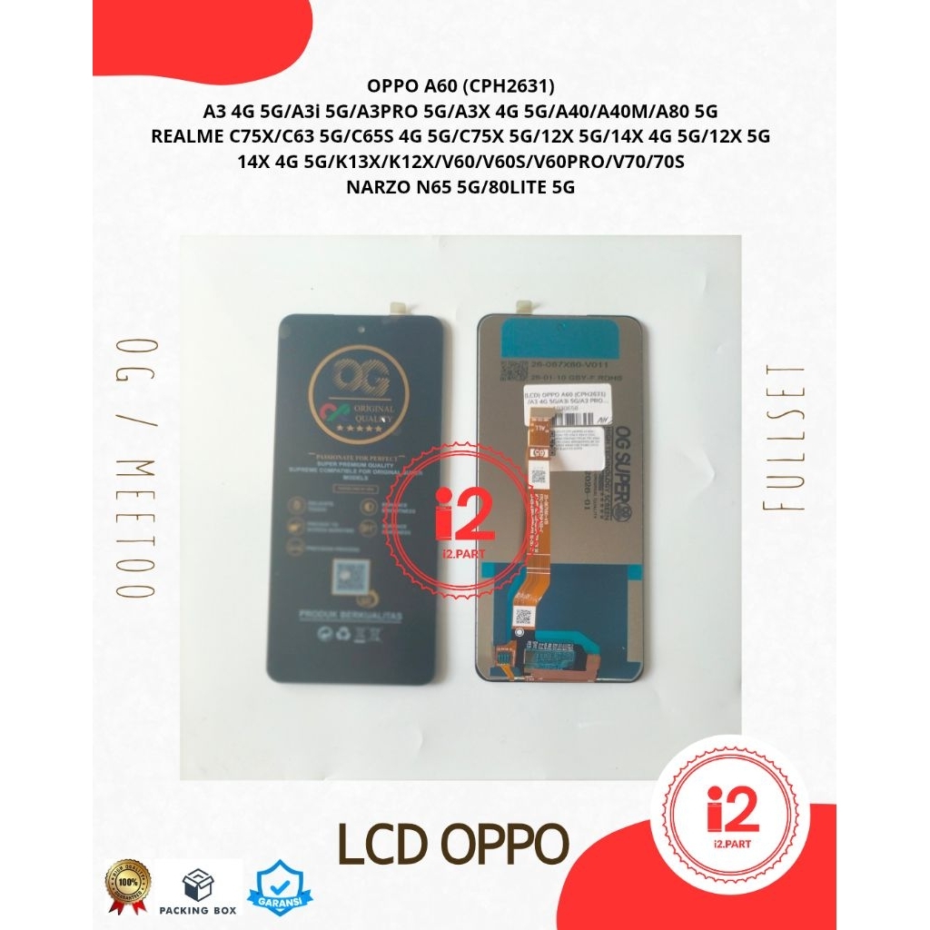 LCD TOUCHSCREEN OPPO A60 (CPH2631)/A3 4G 5G/A3i 5G/A3PRO 5G/A3X 4G 5G/A40/A40M/A80 5G/REALME C75X/C6