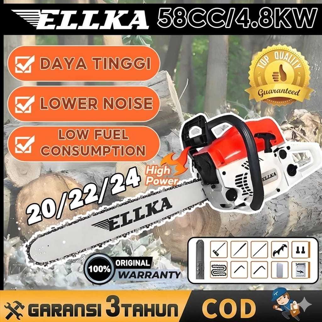 Mesin Gergaji Kayu Chainsaw 12" NEW WEST 257 2 Tak / Mesin Senso Chain Saw Pemotong Potong Belah Kay