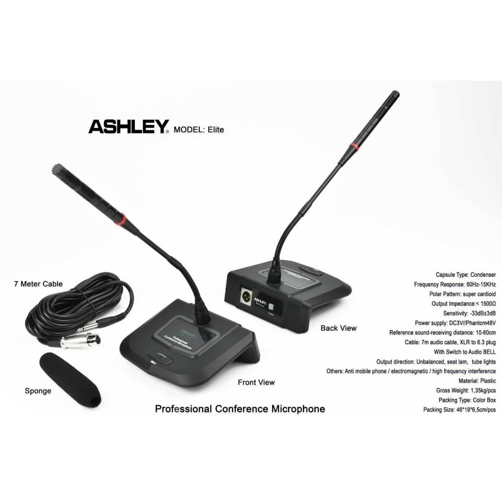 MICROPHONE MEJA KABEL ASHLEY ELITE MIC MEJA KABEL ASHLEY ELITE DENGAN SUARA SENSITIF