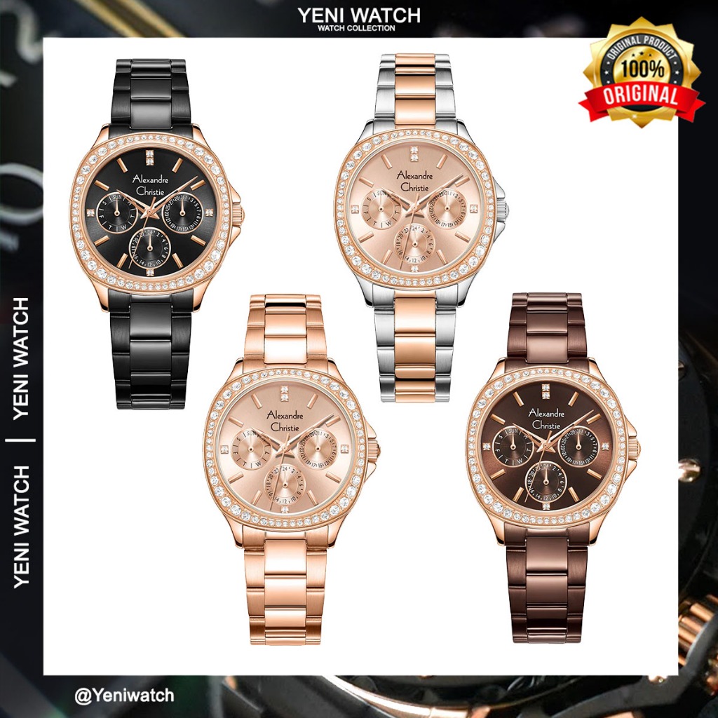 Alexandre Christie Ac 2b85 / ac2b85 Jam Tangan Wanita Original Garansi 1 Tahun Kotak Kayu