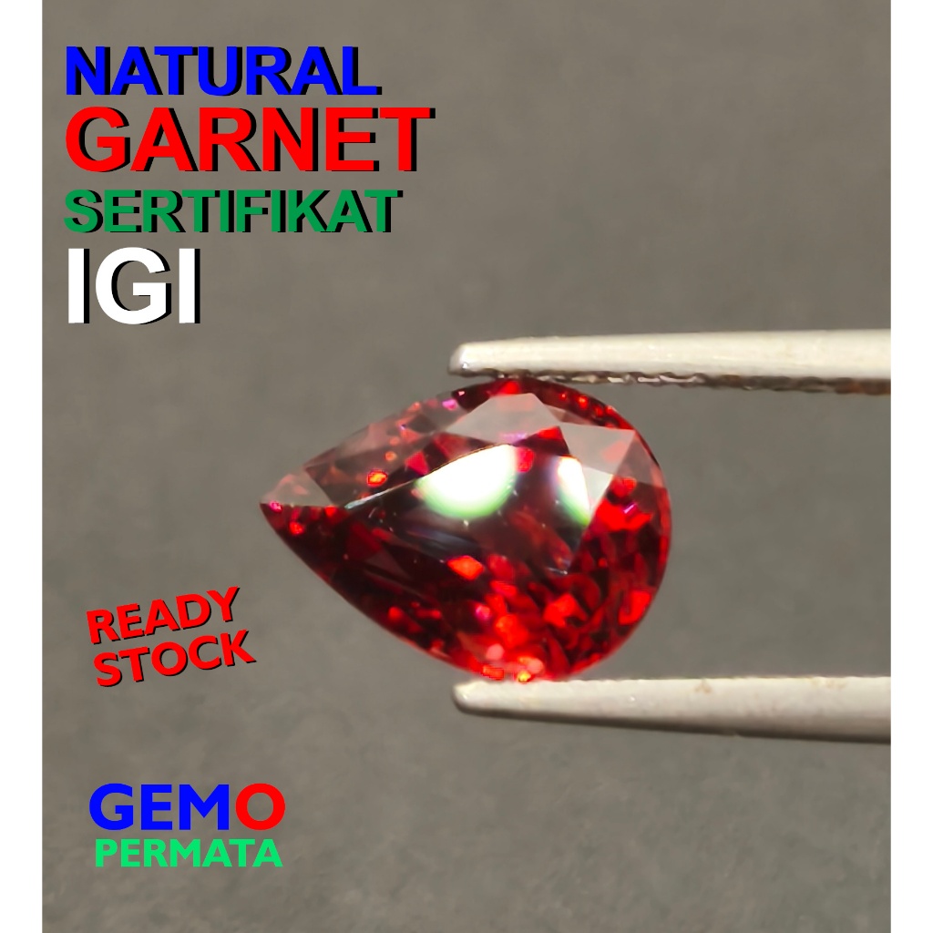 Natural Pyrope Almandite Garnet 3.29 carat Sertikat Memo IGI / Batu Garnet Asli 100% Dijamin