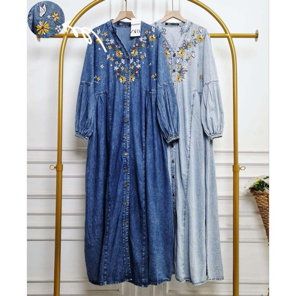 Gamis jeans bordir