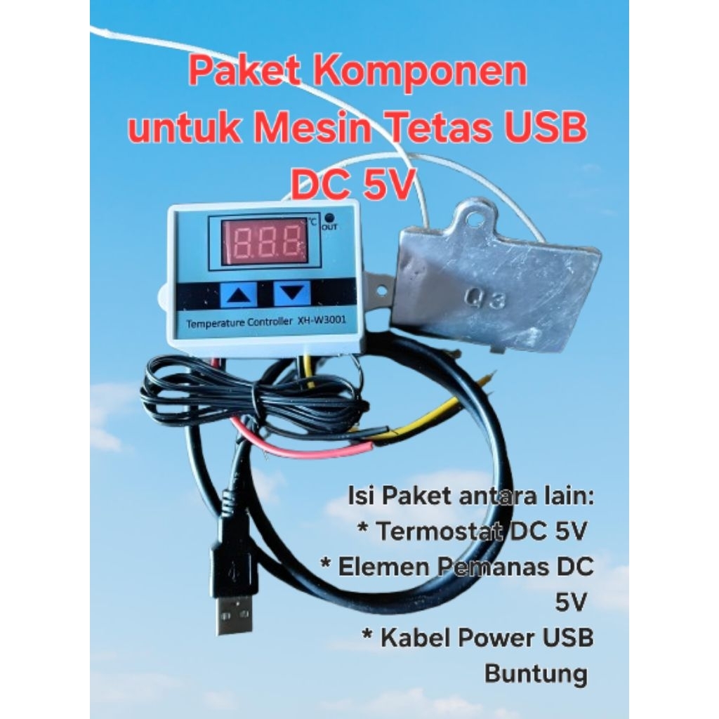 Termostat DC 5V + Kabel Power USB + Elemen Pemanas DC 5V