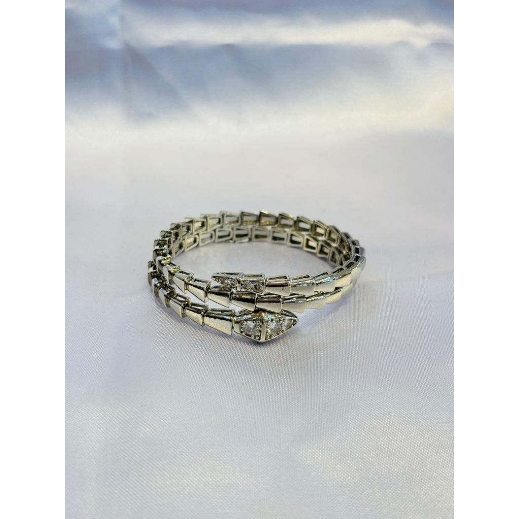Gelang Bangle Xuping wanita Model Ular 3 layer Silver