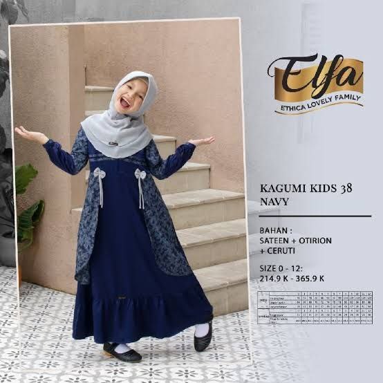 (COD) READY TERMURAH SARIMBIT/ COUPLE KELUARGA BY ETHICA ELFA KAGUMI KIDS 38 NAVY