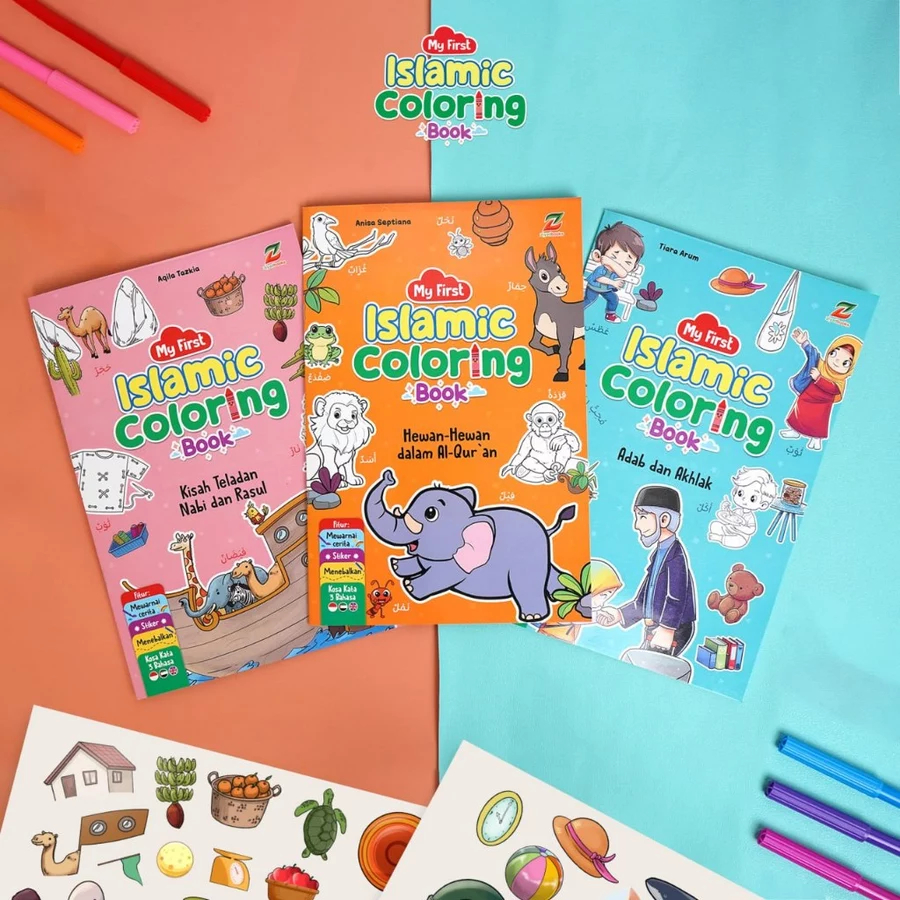 My First Islamic Coloring Book - Paket Buku Mewarnai Islamic isi 3 buku, Murah dan Kids Friendly, An