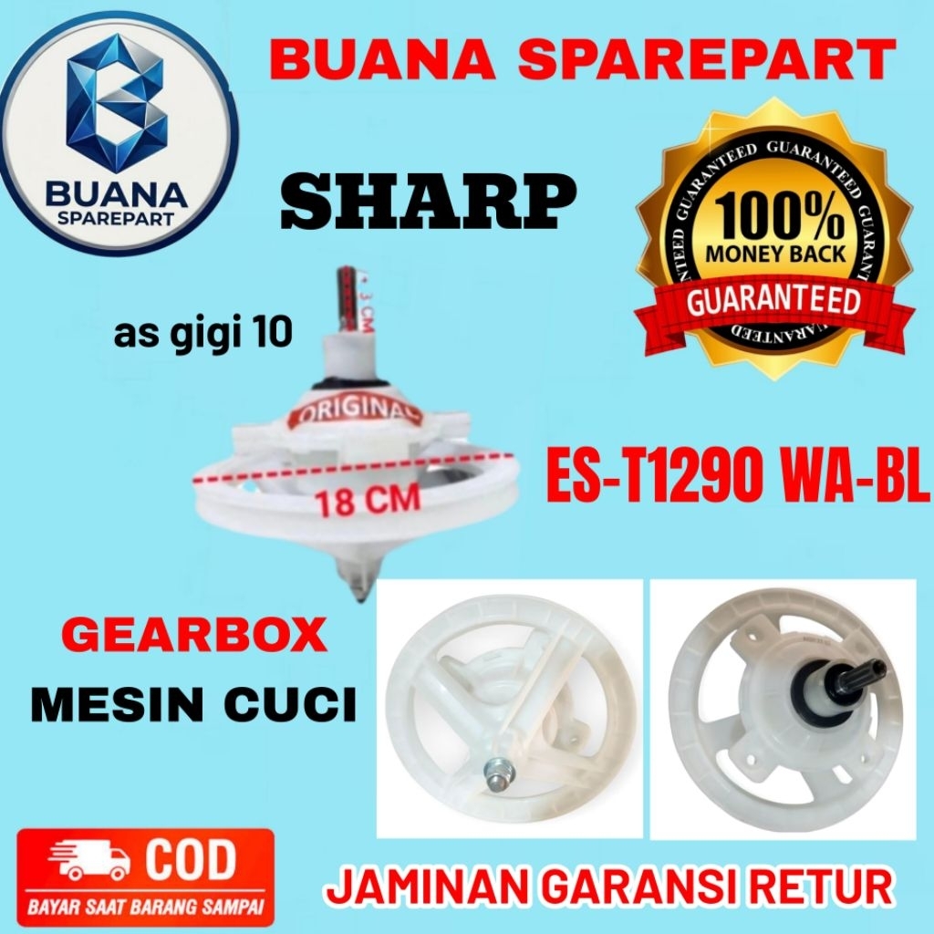 gearbox mesin cuci SHARP ES-T1290 WA BL as gigi 10